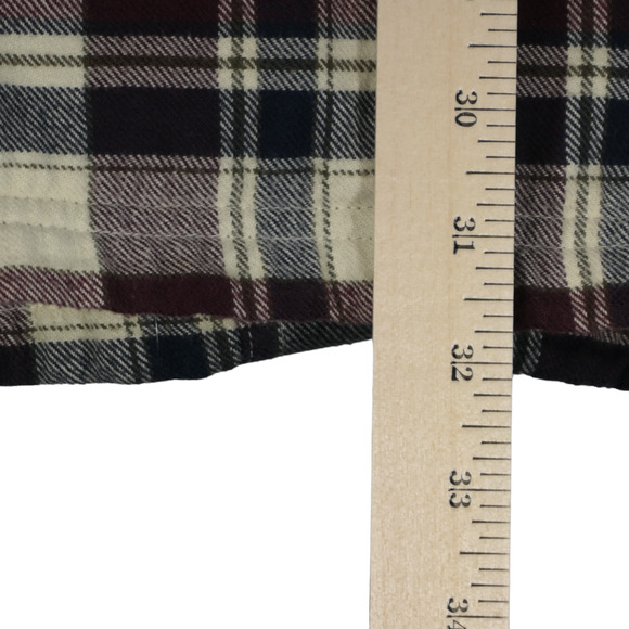 LL Bean Fleece Lined Flannel Shacket Mens Large Flannel Shirt Brown Side Pocket - Picture 10 of 11